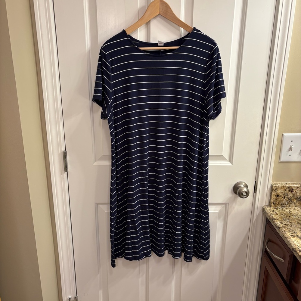 Striped Navy Swing Dress by Old Navy